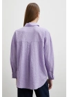 Gofre Kareli Gömlek Mor