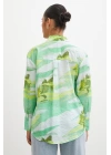 Hawaii Desen Modal Gömlek Yeşil
