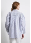 İnce Çizgili Gömlek Mavi