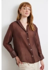 İnce Modal Gömlek Kahve