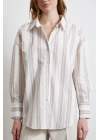 Kahve Çizgili Gömlek Ekru