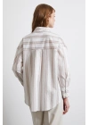 Kahve Çizgili Gömlek Ekru