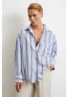 Kahve Çizgili Gömlek Mavi