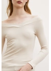 Kayık Yaka Bluz Bej