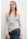 Kayık Yaka Bluz Gri