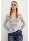 Kayık Yaka Bluz Gri