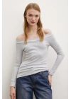 Kayık Yaka Bluz Gri
