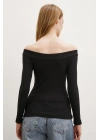 Kayık Yaka Bluz Siyah