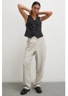 Kemer Detaylı Klasik Pantolon Taş
