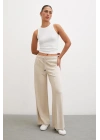 Kemeri Lastikli Pantolon Krem