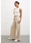 Kemeri Lastikli Pantolon Krem