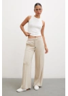 Kemeri Lastikli Pantolon Krem