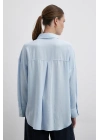 Keten Görünümlüı Linen Prunes Gömlek Mavi