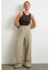 Keten Palazzo Pantolon Gri
