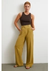 Keten Palazzo Pantolon Olive