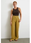 Keten Palazzo Pantolon Olive