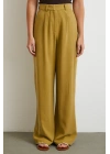 Keten Palazzo Pantolon Olive