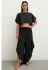 Keten Şalvar Takım Siyah