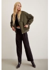 Kolları Büzgülü Bomber Ceket Haki
