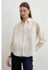 Kontrast Çizgili Modal Gömlek Kahve