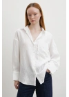 Kraşlı Cepli Gömlek Beyaz