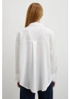Kraşlı Cepli Gömlek Beyaz