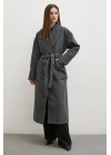 Kuşaklı Şal Yaka Kaban Antirasit