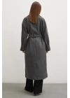 Kuşaklı Şal Yaka Kaban Antirasit