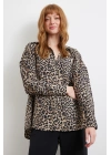 Leopar Desen Javanez Gömlek Siyah