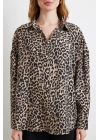 Leopar Desen Javanez Gömlek Siyah