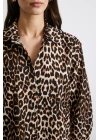 Leopar Desenli Poplin Gömlek Bej