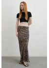 Leopar Desenli Verev Etek Bej