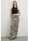 Leopar Desenli Verev Etek Ekru