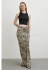 Leopar Desenli Verev Etek Ekru