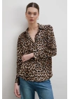 Leopar Desenli Viskon Gömlek Siyah