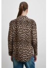 Leopar Desenli Viskon Gömlek Siyah