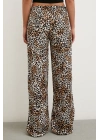 Leopar Saten Pantolon Siyah