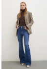 Likralı Flare Jean Mavi
