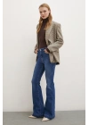 Likralı Flare Jean Mavi