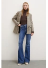 Likralı Flare Jean Mavi