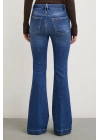 Likralı Flare Jean Mavi