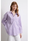 Lila Çizgili Gömlek Lila