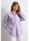 Lila Çizgili Gömlek Lila