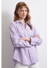 Lila Çizgili Gömlek Lila