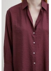 Modal Basic V Yaka Gömlek Bordo