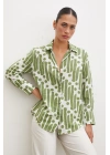 Modern Desen Modal Gömlek Yeşil