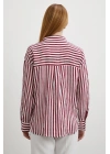 Multi Çizgili Cepli Gömlek Bordo