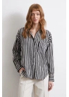 Multi Çizgili Cepli Gömlek Gri