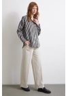 Multi Çizgili Cepli Gömlek Gri