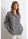 Multi Çizgili Cepli Gömlek Gri